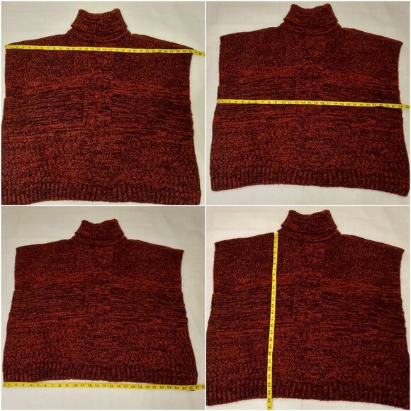 Apt. 9 Women’s Turtle Neck Poncho Knit Sweater Red Black - (OS) - Picture 12 of 13